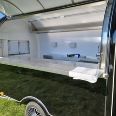 Sleek Black & White Curved Food Trailer - Premium Mobile Coffee Cart