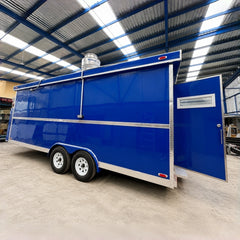 Blue Double Axle Food Trailer with Full Commercial Kitchen for Burgers, BBQ and Street Food