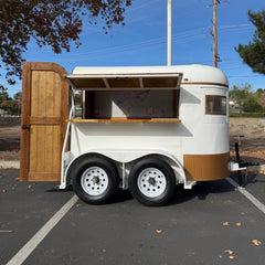 Vintage Horse Box Bar Trailer [3.5m] - Rustic White & Gold Mobile Coffee Van