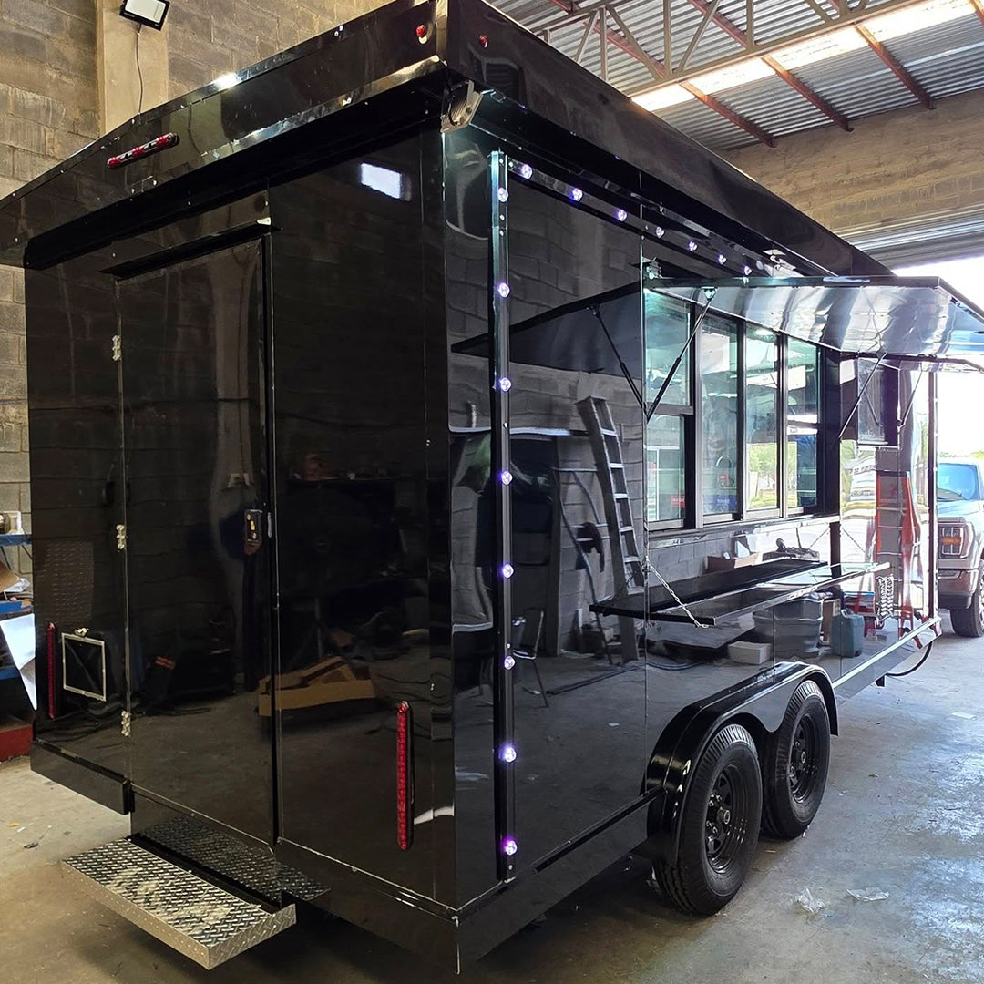 Mirror Black Square Food Trailer [16.4ft] - Modern Box Design Mobile Kitchen