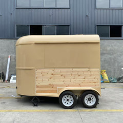 Rustic Beige Horsebox Food Trailer - Wood Paneling & Dual Axle