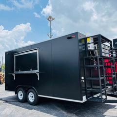 Custom Black Food Trailer with Serving Window Mobile Kitchen for BBQ, Coffee and Street Food