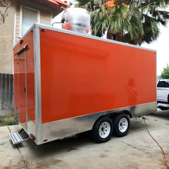 Custom Orange Food Trailer Double Axle Mobile Kitchen Concession Trailer for Coffee, Tacos and Fast Food