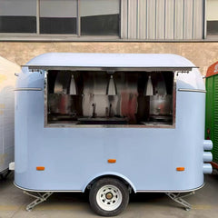 Baby Blue Retro Food Trailer [3m] - Mobile Coffee Bar with Pendant Lights (Single Axle)