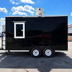 Black Double Axle Food Trailer with Full Commercial Kitchen for Burgers, BBQ and Fast Food