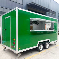 Custom Green Mobile Kitchen Food Trailer Double Axle Concession Trailer for BBQ, Burgers & Street Food