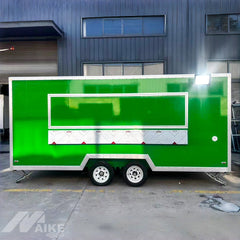 Green Double Axle Food Trailer with Stainless Steel Kitchen for BBQ, Burgers and Street Food