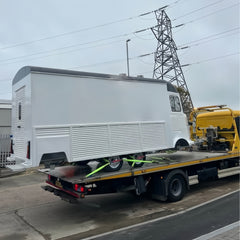 16.4ft White Retro Citroen Style Food Trailer for High-Volume Catering with Multi-Axle Chassis & Roof Vents