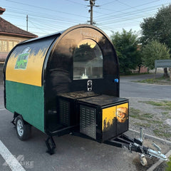Custom Black Yellow Teardrop Food Trailer Mobile Kitchen Cart for Coffee, Snacks and Desserts