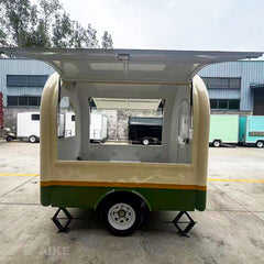Cream Teardrop Food Trailer with Large Serving Window for Coffee, Desserts and Snacks