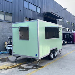 13ft Light Green Enclosed Food Trailer for Street Food & Drinks with Dual Axle & Stabilizer Jacks
