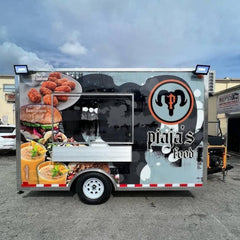 9.8ft Custom Wrapped Enclosed Food Trailer for Burgers & Smoothies with Single Axle & Exterior Spotlights