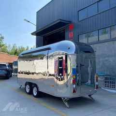 Silver Mirror Finish Food Trailer with Commercial Kitchen for BBQ, Burgers and Street Food