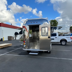 Mirror-Polished Stainless Steel Dual-Axle Food Trailer