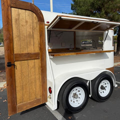 Vintage Horse Box Bar Trailer [3.5m] - Rustic White & Gold Mobile Coffee Van