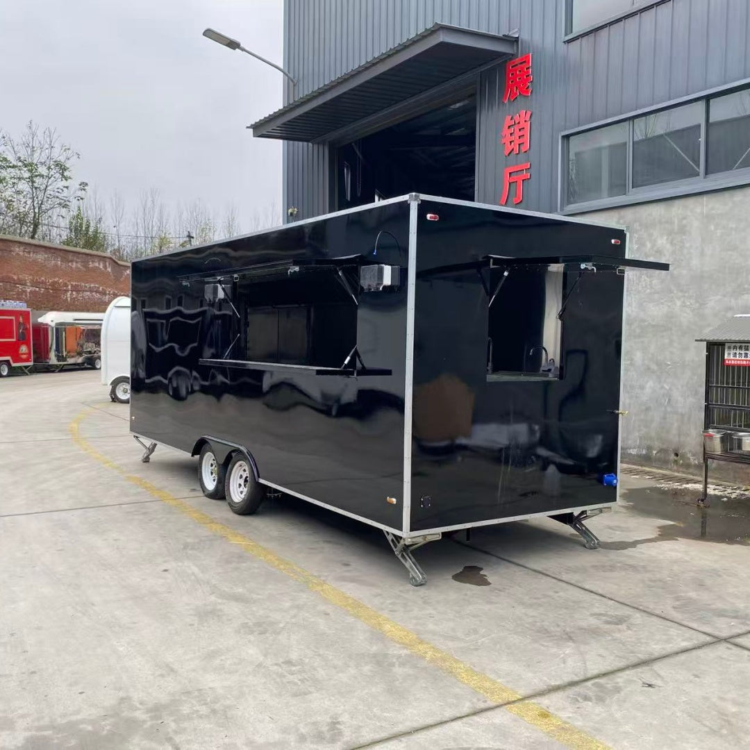 Sleek Black Catering Trailer | Mobile Coffee, BBQ, or Fast Food Van