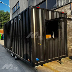 Black Container Style Food Trailer with Serving Window for BBQ, Coffee and Street Food