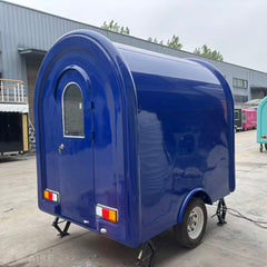7.2ft Royal Blue Round Top Food Trailer for Mobile Coffee & Snacks with Single Axle & Built-in Sinks