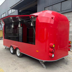 Red Mobile Food Trailer Double Axle Catering Truck Street Food Van