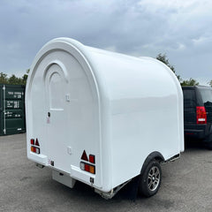 White Capsule Food Trailer for Sale | Custom Single Axle Mobile Coffee Trailer