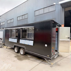Black Double Axle Food Trailer with Dual Serving Windows for BBQ, Coffee and Street Food