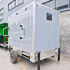 9.8ft Luxury 2-Stall Portable Restroom Trailer for Outdoor Events & Weddings with Vanity Sinks