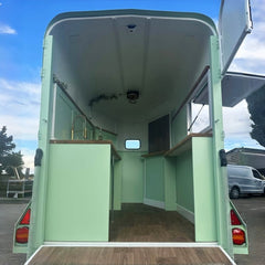 9.8ft Mint Green Horsebox Trailer for Mobile Bar & Coffee with Dual Axle & Vintage Design
