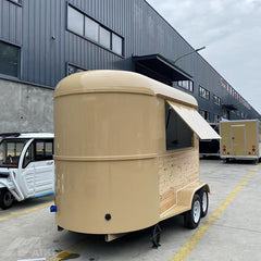 Rustic Beige Horsebox Food Trailer - Wood Paneling & Dual Axle