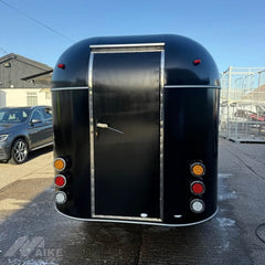 Vintage Black Food Trailer with Serving Window Mobile Kitchen for Coffee, BBQ and Street Food