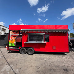 Red Pizza Food Trailer with Wood-Fired Oven and Commercial Kitchen for Events and Street Food