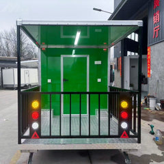 Bright Green Food Trailer with Covered Rear Porch - BBQ Deck