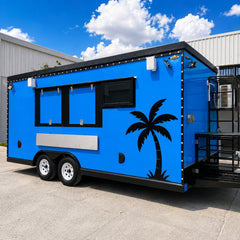 Blue Double Axle Food Trailer with Commercial Kitchen for BBQ, Burgers and Street Food