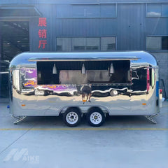 Silver Mirror Finish Food Trailer with Commercial Kitchen for BBQ, Burgers and Street Food