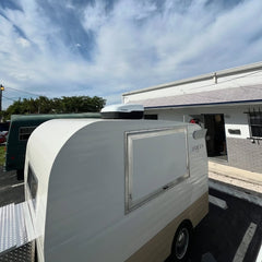 Classic Retro Camper Food Trailer with Wings - Two-Tone Single Axle