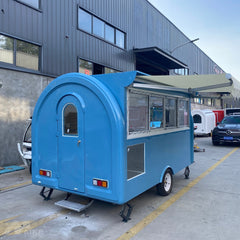 Light Blue Arched Mobile Cafe - Single Axle Concession Cart