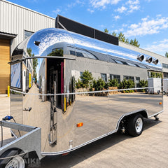 Silver Mirror Finish Food Trailer with Commercial Kitchen for BBQ, Burgers and Street Food