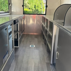 Modern White & Black Square Food Trailer [4m] - Box Style Mobile Kitchen (Dual Axle)