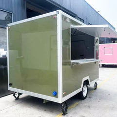 Olive Green Compact Food Trailer with Serving Window for Coffee, Snacks and Street Food
