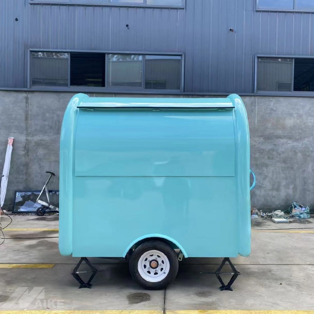 Pastel Blue Arched Food Trailer - Compact Single Axle Kiosk