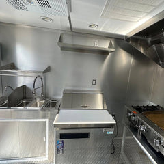 9.8ft Bright Orange Enclosed Food Trailer for Street Snacks & Catering with Single Axle & Exterior LED Lights