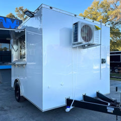 9.8ft White Compact Enclosed Food Trailer with Single Axle & Serving Window