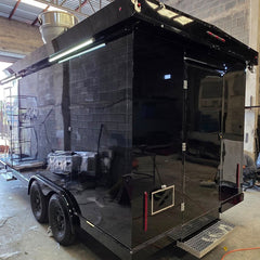 Mirror Black Square Food Trailer [16.4ft] - Modern Box Design Mobile Kitchen