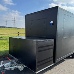 16.4ft Matte Black Enclosed Food Trailer for Event Catering & BBQ with Large Serving Windows & Front Storage Box