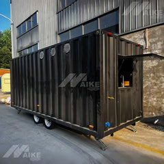 Black Container Style Food Trailer with Serving Window for BBQ, Coffee and Street Food