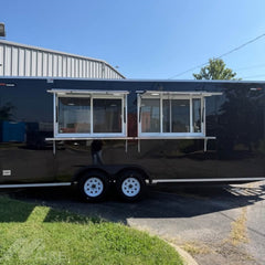 Black Concession Food Trailer | Large Mobile Kitchen Truck for BBQ, Pizza, Coffe