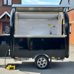 Mini Black Coffee Trailer [5.5ft] - Compact Round Mobile Cafe Cart