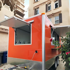 Custom Orange Food Trailer Double Axle Mobile Kitchen Concession Trailer for Coffee, Tacos and Fast Food