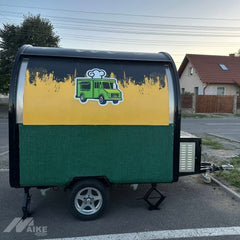 Custom Black Yellow Teardrop Food Trailer Mobile Kitchen Cart for Coffee, Snacks and Desserts