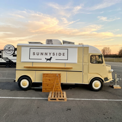 16.4ft Pastel Yellow Retro Citroen Style Food Trailer for Mobile Coffee & Bakery with Roof A/C & Wooden Counter