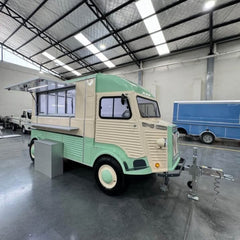 Vintage Citroen Style Catering Trailer - Mint Green Food Cart